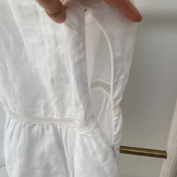 Three Dots Womens 100% Linen White Embroidered Tank Top Made in USA Size S - Picture 4 of 9